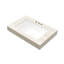 Comptoir en pierre frittée à motif beige 76 cm (30 po) avec lavabo encastré en céramique, trois trous prépercés pour robinetterie standard, profondeur 75,2 cm (29,63 po), largeur 48,4 cm (19,07 po), poids 21,8 kg (48,12 lb), hauteur 21 cm (8,29 po), couleur beige.