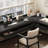 Black Solid Wood L-Shaped Desk with Drawers-1120158853