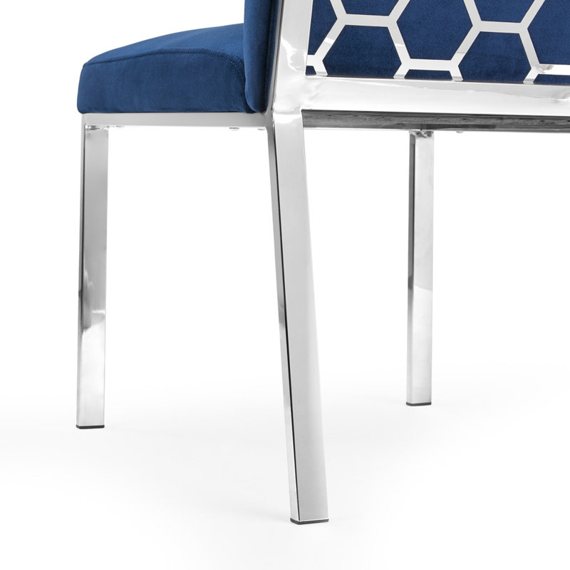 Chaise de salle à manger Coady Misty, Bleu, Argent argent, Argent argent