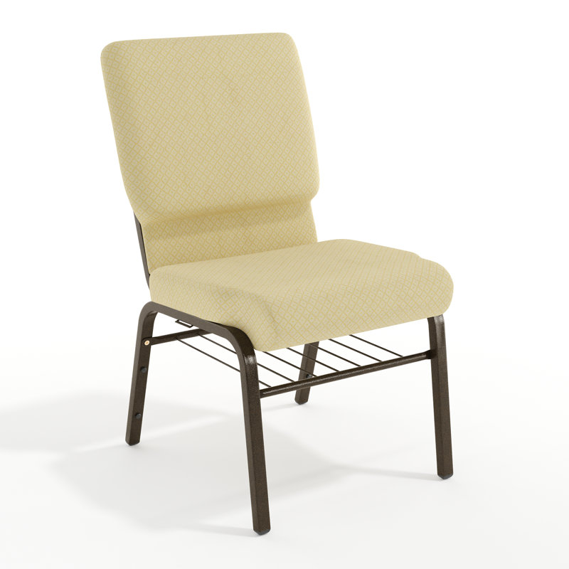 Chaise d'église en tissu 18,5 po Bernardston, Métal avec veines dorées, Motif à pois beiges