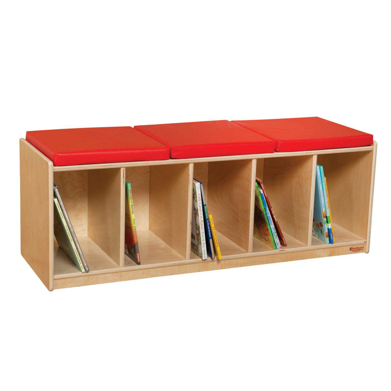 Banc de lecture rouge avec rangement