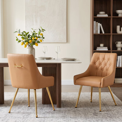 Chaises de salle à manger rembourrées en similicuir moderne avec pieds en métal argenté