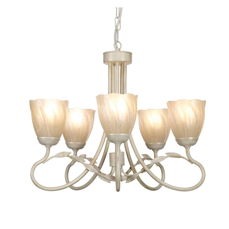 Bardell 5 - Light Candle Style Chandelier, Ivory and Gold