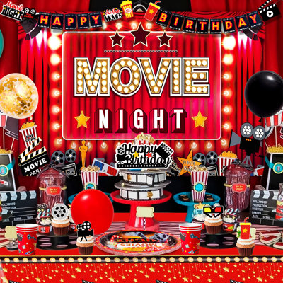 Décorations pour fêtes d'anniversaire de cinéma, 116 pièces décorations pour fêtes de cinéma et vaisselle