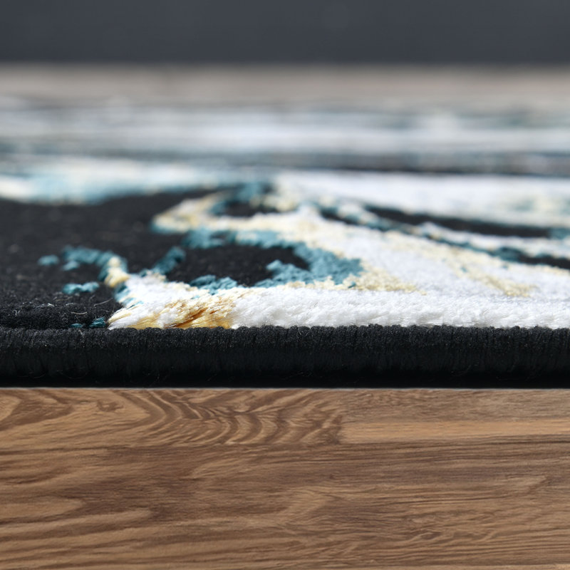 Galaxy Series Abrstract Black/Gray/Ivory/Beige Area Rug, Rectangle 5'3" x 7'3"