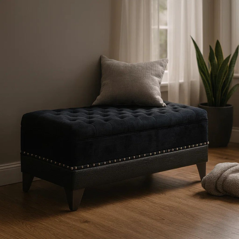 Black Tufted Trunk With Nailhead Trim