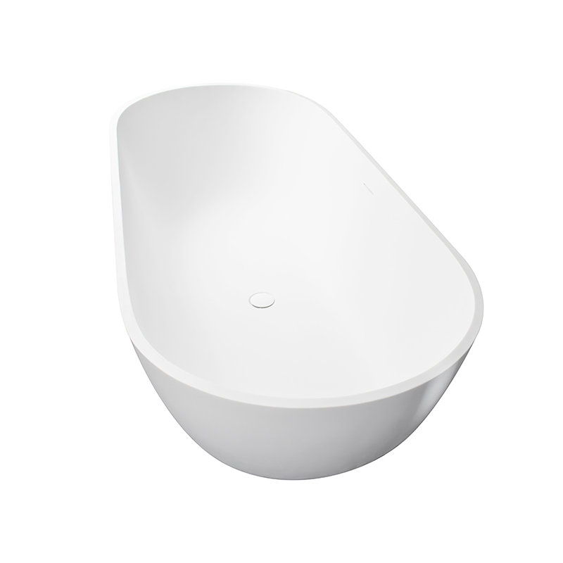 68.9 Inch Solid Surface Freestanding Bathtub, Matte White, Oval Shape, Soaking Type, Contemporary Style, High - Grade Texture, For Bathroom Inch, Surface, Finish, Modern And Minimalist, Easy