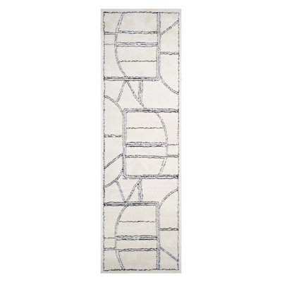 Cherle Moraccan White Power-Loom Area Rug