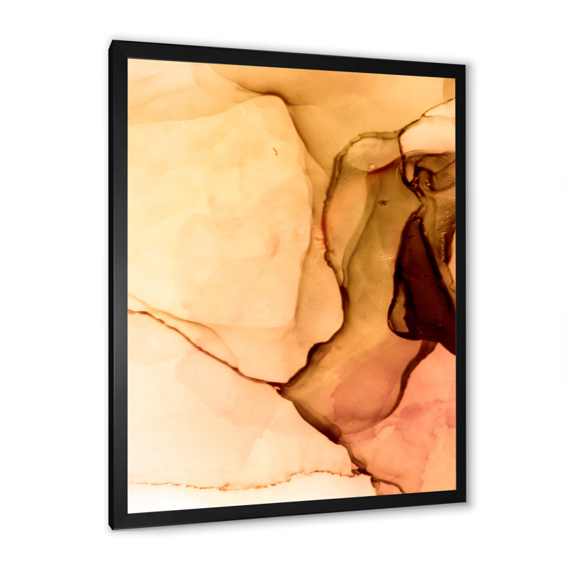 Art liquide sur fond jaune et orange, Toile avec cadre photo noir, H 20 po x l 12 po x P 1 po