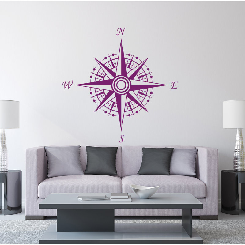 Décalcomanie murale autocollante compass, Violet