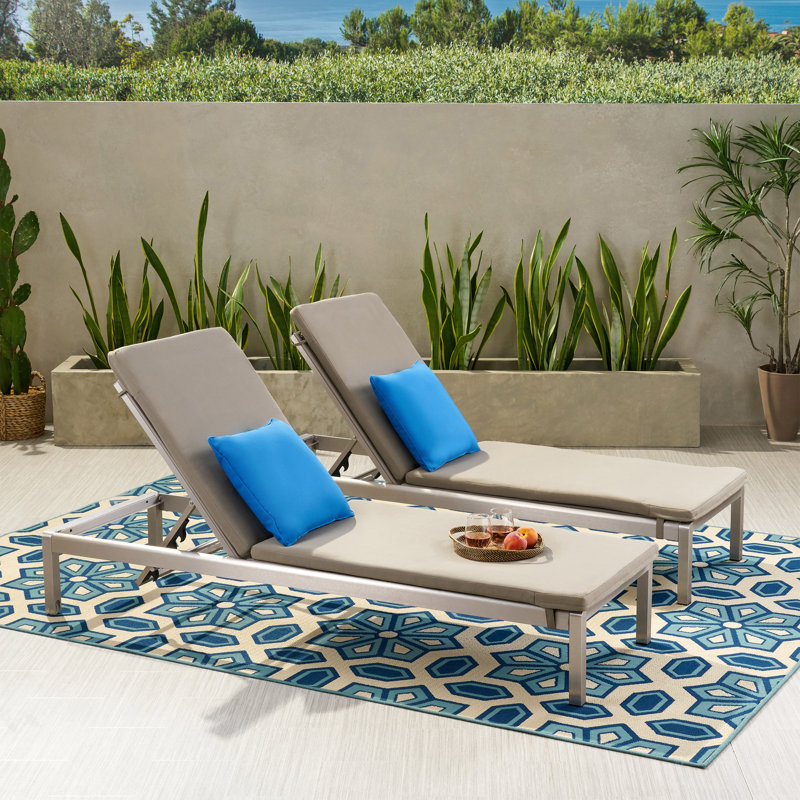 Outdoor 2'' Chaise Lounge Back Cushion, Khaki
