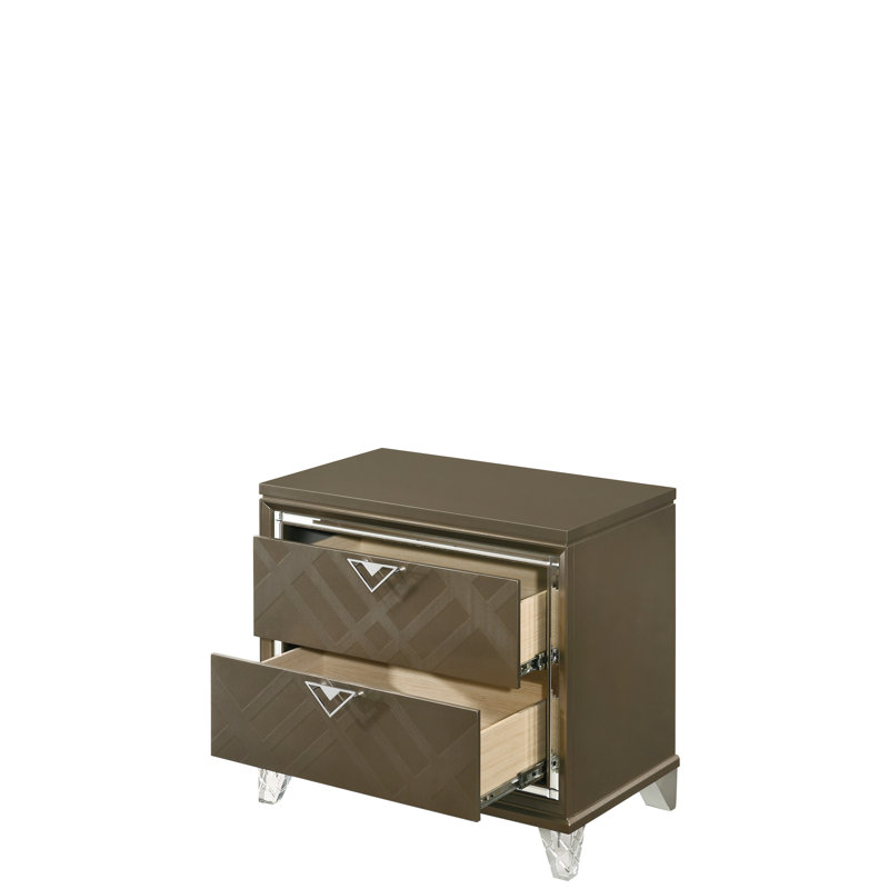 Grande table de chevet champagne foncé avec pieds fuselés en acrylique attrayants
