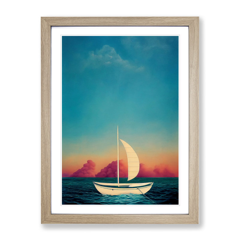 Sailing Boat - Framed Print, 34cm H x 25cm W x 2cm D, Oak