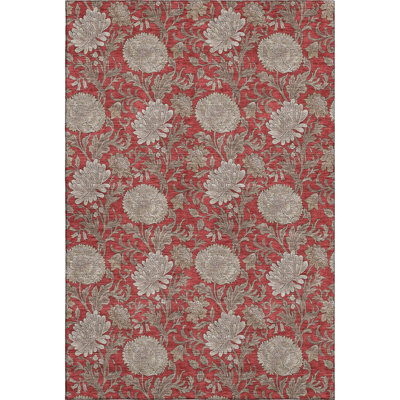 Premium Machine Washable Prisco Red Rug