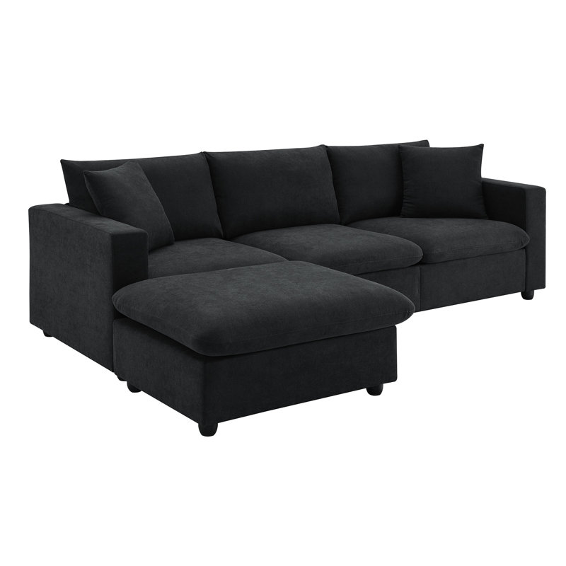 Canapé modulaire de 101 po x 66 po avec assise large et support de coussin, 4 coussins convertibles à structure stable en fer pour la décoration intérieure