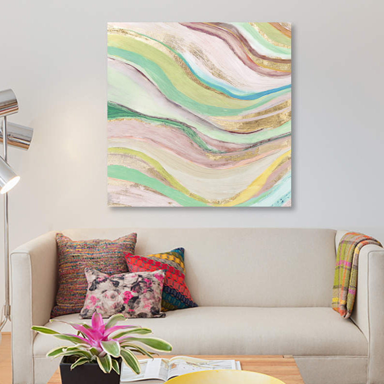 « pastels vagues i », impression sur toile, H 12 po x l 12 po x P 1,5 po, Toile tendue