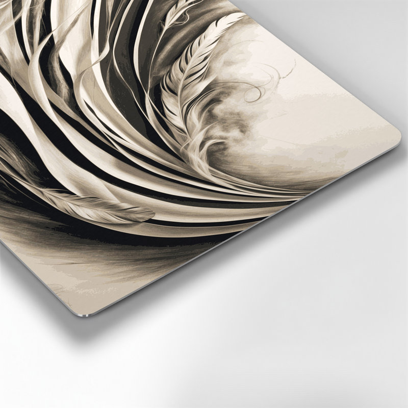Art mural horizontal rayé horizontal gris anthracite en métal beige, H 11 po x l 14 po