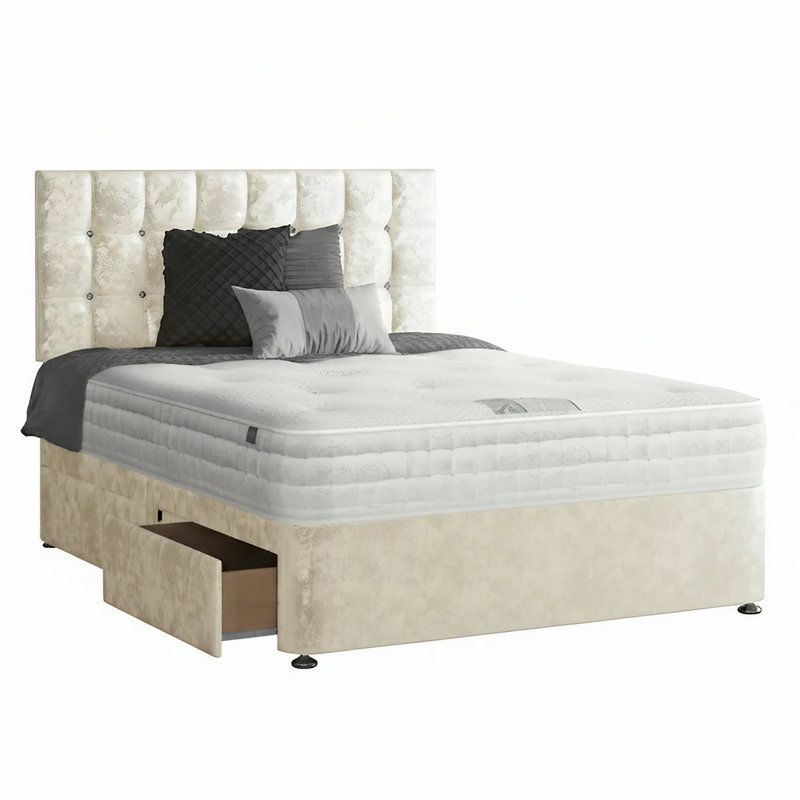 Falconer Divan Bed Base, Cream, Single (3'), 2 Left Drawers