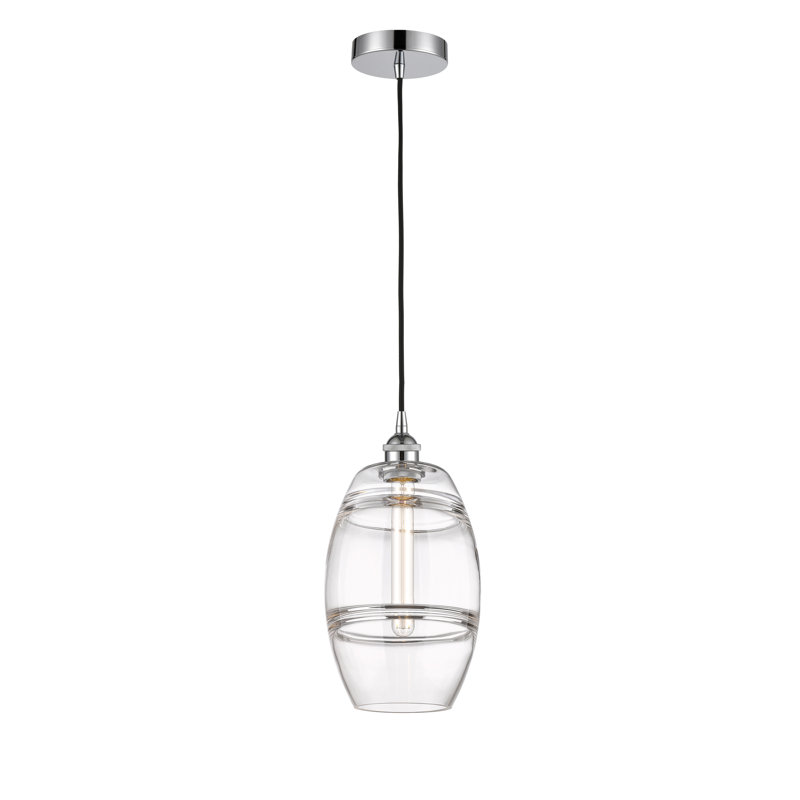 Mini-luminaire suspendu 1 lumière Edison Bettylou-616-G557, H 9,88 po x l 8 po x P 8 po, Transparent, Chrome poli