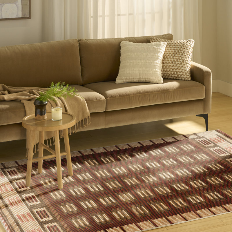 Marilo Rust Modern Indoor Rug, Rectangle 4' x 6'