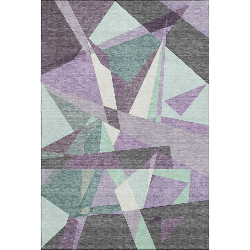 Premium Machine Washable Harjo AMF1609 Geometric Rug, Rectangle 10' x 14'