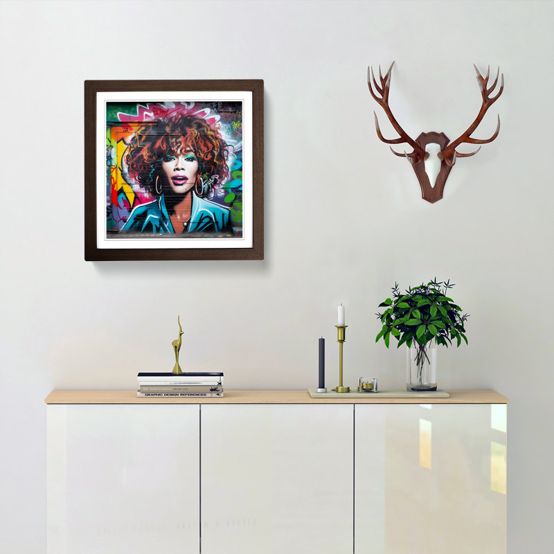 Whitney Houston - Single Picture Frame Print on Wood, Walnut