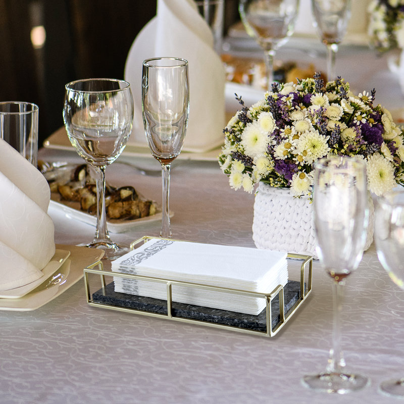 Marble and Metal Freestanding Paper Towel Holder
