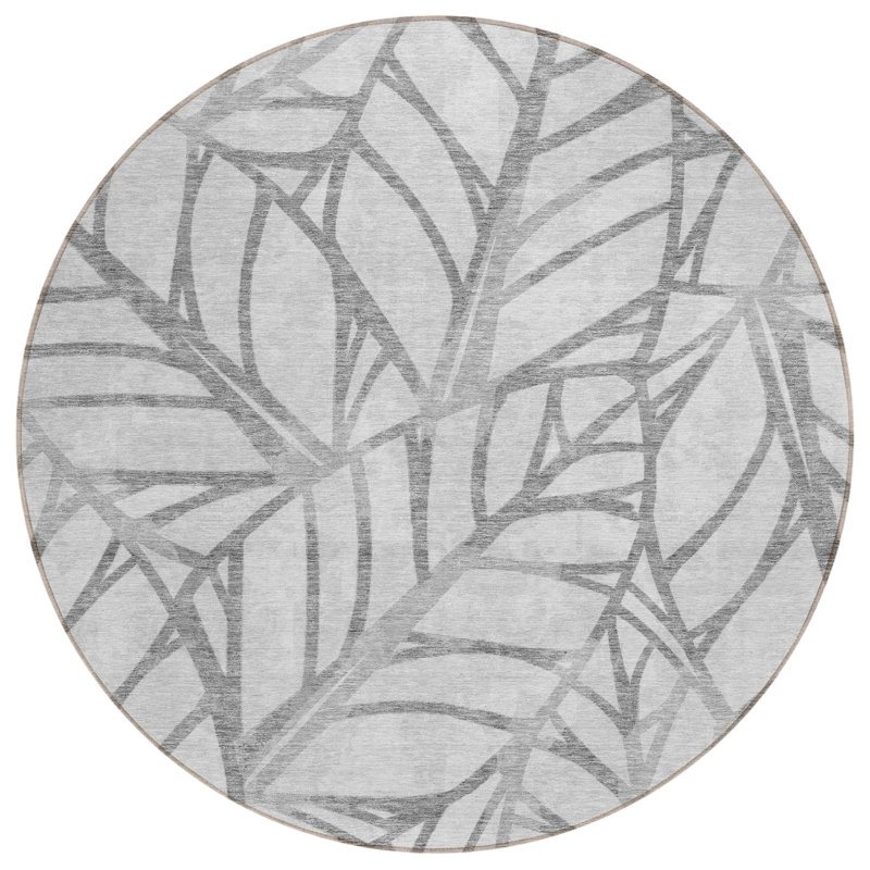 Neysa Washable Floral Indoor / Outdoor Rug, Round 8'