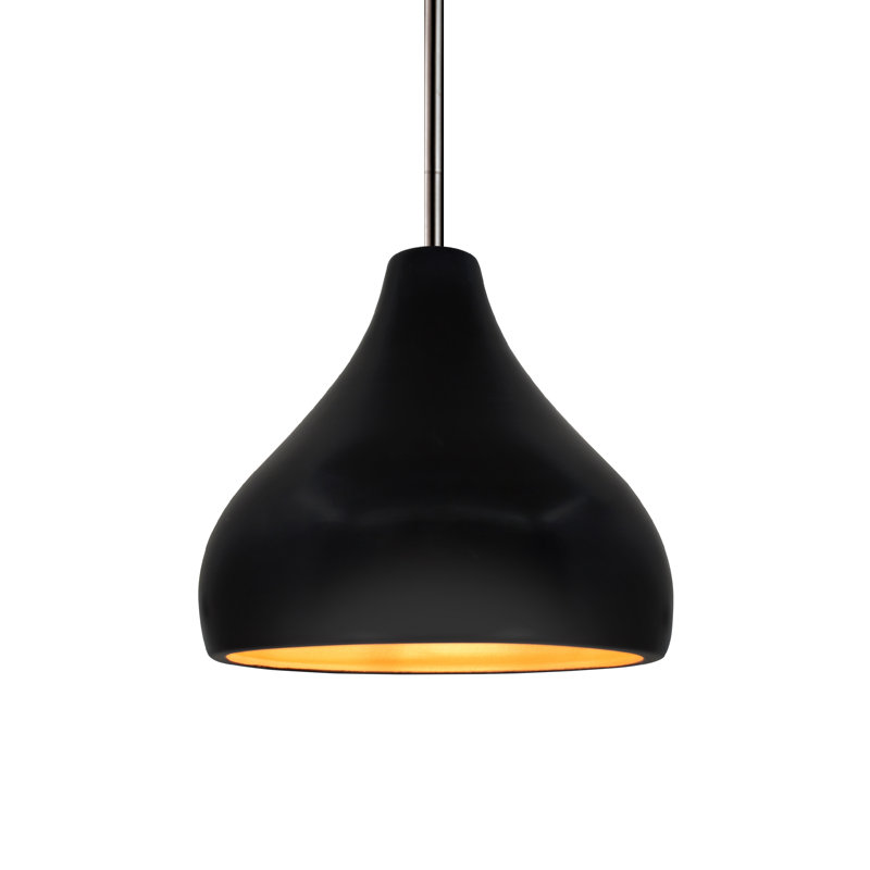 Luminaire suspendu à 1 lumière Meydan, H 7,25 po x l 8 po x P 8 po, Noir carbone mat / or champagne, Nickel brossé