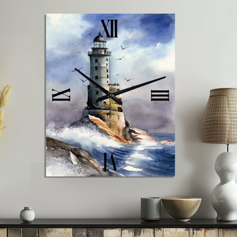 Horloge murale en métal avec phare abandonné, Grand