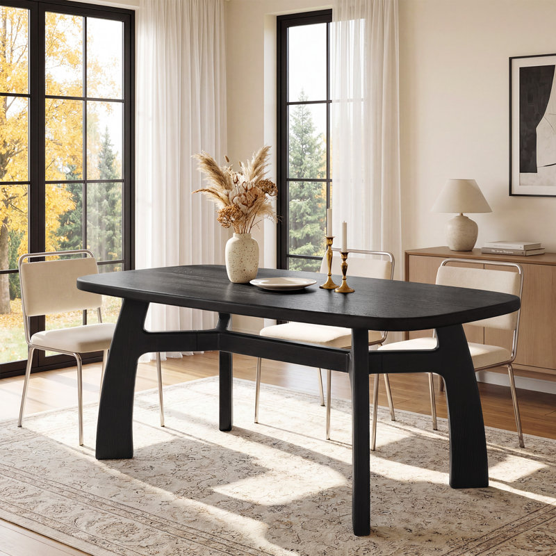 Table de salle à manger moderne en bois massif de 63 pouces pour 6 à 8 personnes