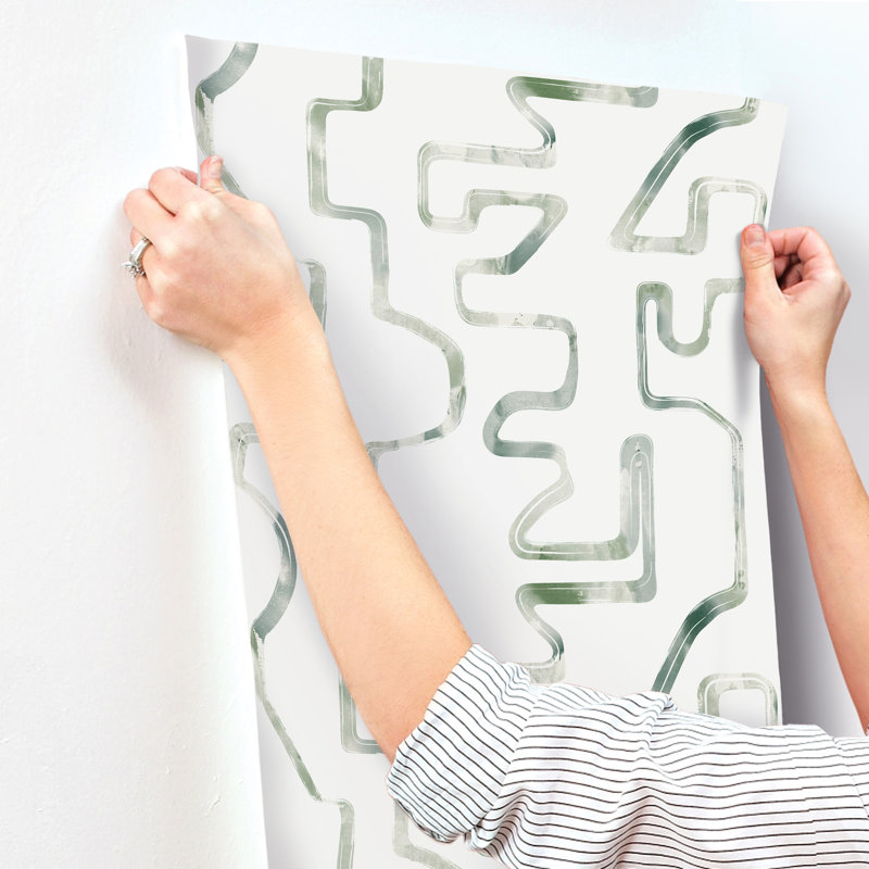 Abstract Aura Wallpaper, Off-White/Green
