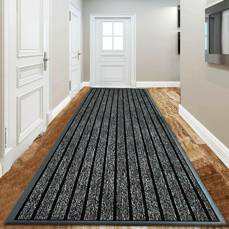 Heavy Duty Dirt Trapper Door Mat & Hallway Runner – Non-Slip Indoor Outdoor Washable Rubber Backed Entrance Mat