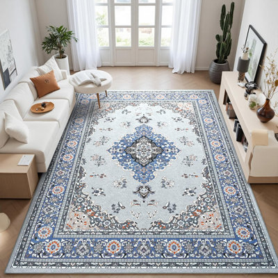 Tapis décoratif ultra-doux, à poils courts, imprimé rétro, lavable, antidérapant