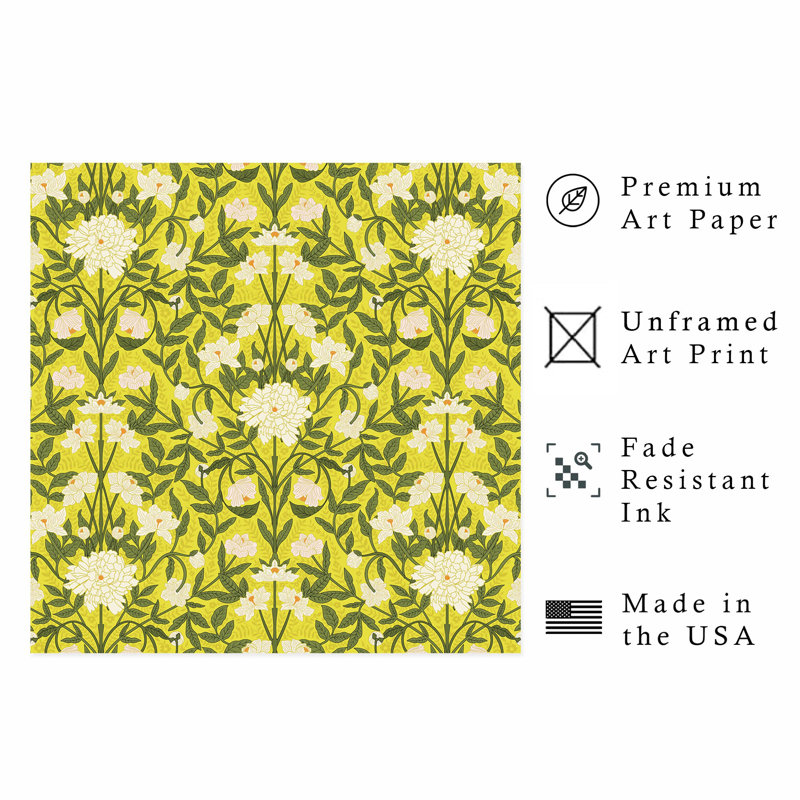 «Botanical William Morris Style IV», reproduction d'art classique sans cadre, H 14 po x l 14 po