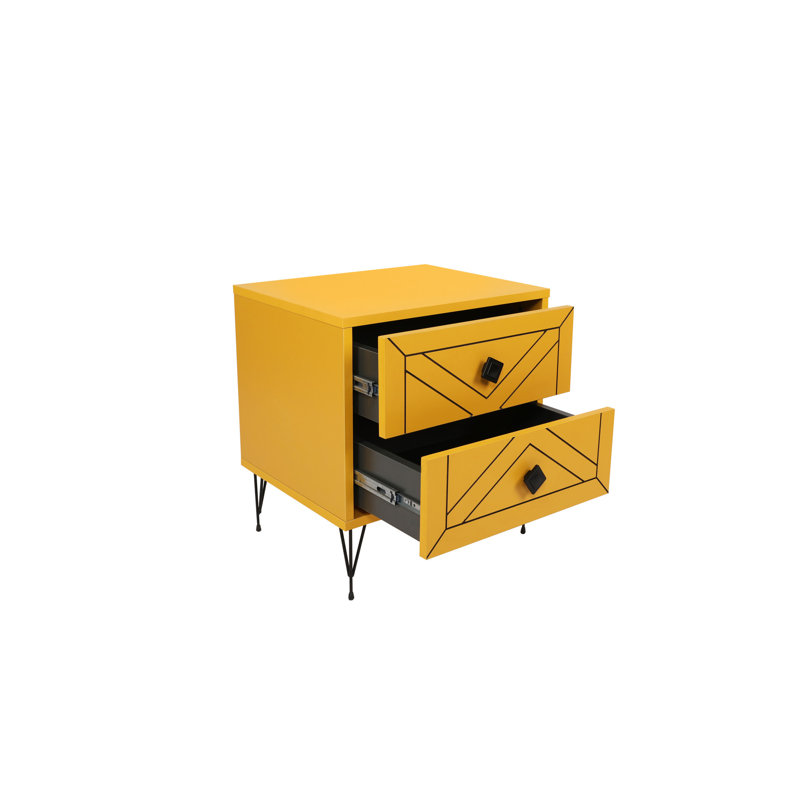Chenoweth 50cm W Manufactured Wood Bedside Table, Yellow