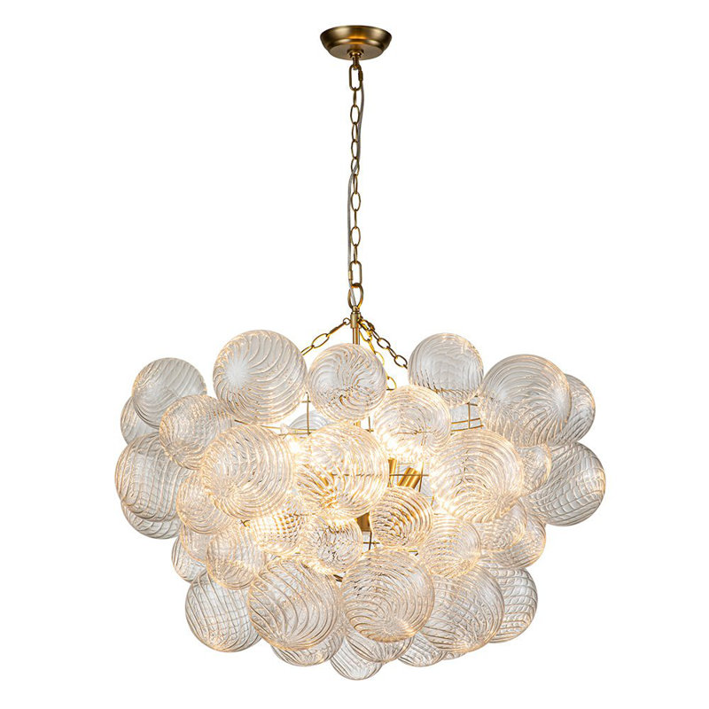 Annachristina 8-Light Twisted Glass Globe Cluster Chandelier Sputnik Ceiling Light, Brass