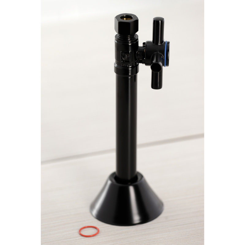 Kingston Brass Concord 1/2-Inch Sweat x 3/8-Inch OD Comp Quarter-Turn Straight Stop Valve, Matte Black