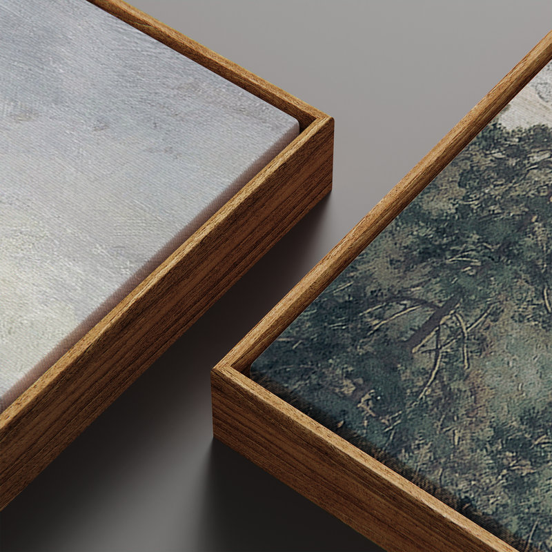 «Vintage Sky and Forest Wall art», ensemble de 2 toiles encadrées 20 x 60 pouces, Naturel