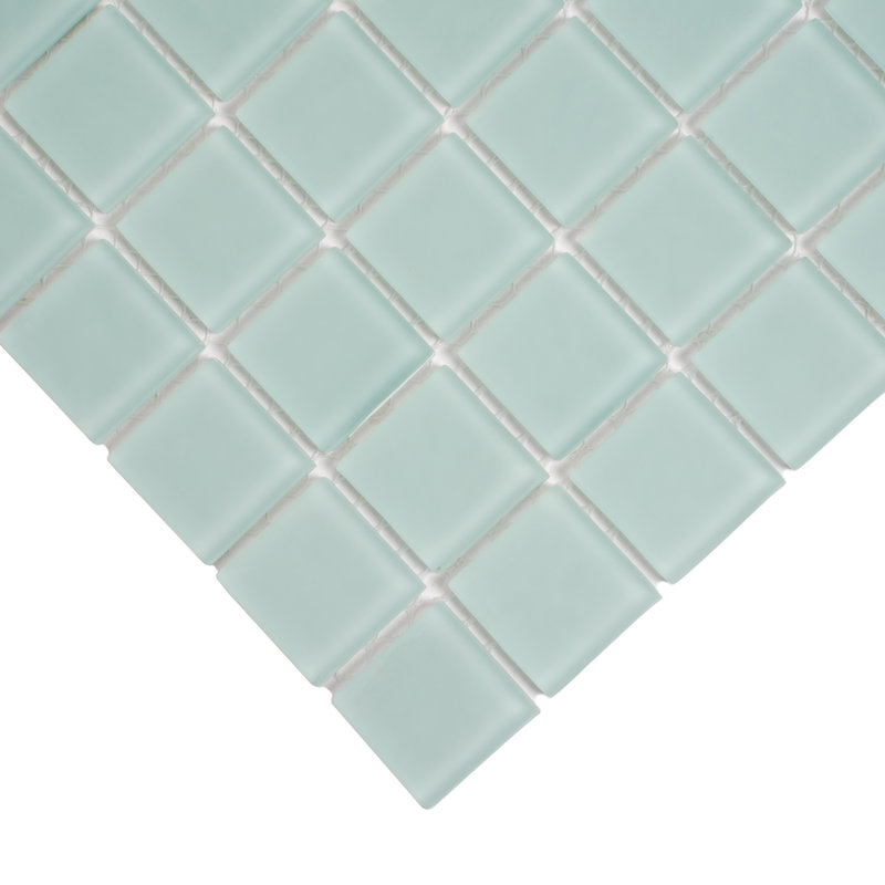 1" x 1" Polished Glass Mosaic Tile, Ice