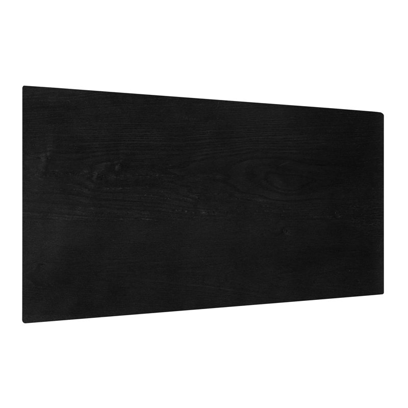 Black Triangular Wood Chairside Table with Shelf