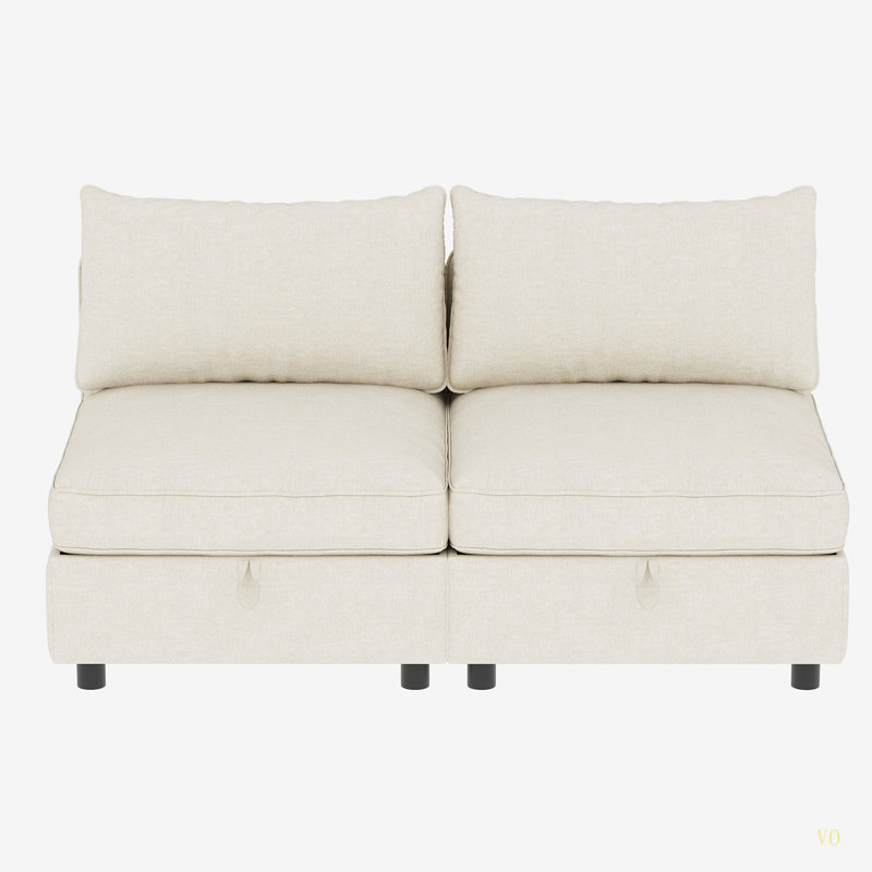 Couches, méridienne de style Mid-Century avec rangement pour petits espaces, salon, Beige