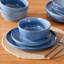 16 Pieces Dinnerware, Pocelain Round Plate, Dinner Plate, Dessert Plate, Soup Bowl And Bowl With Vertical Edge, Serve For 4 Person, Blue-116509639