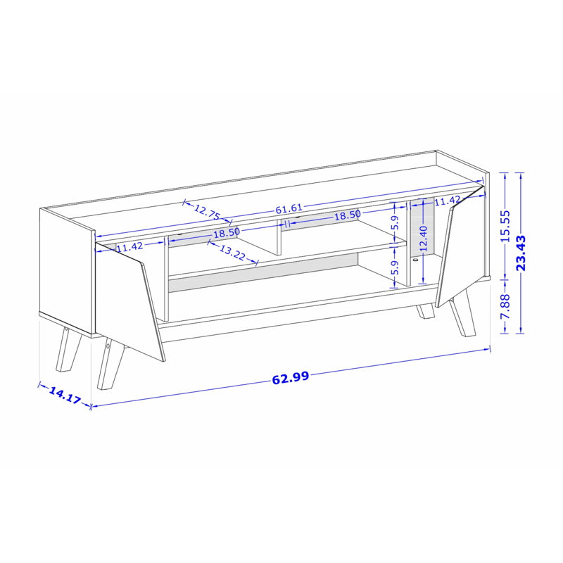 Marcus 63" TV Stand In White, White