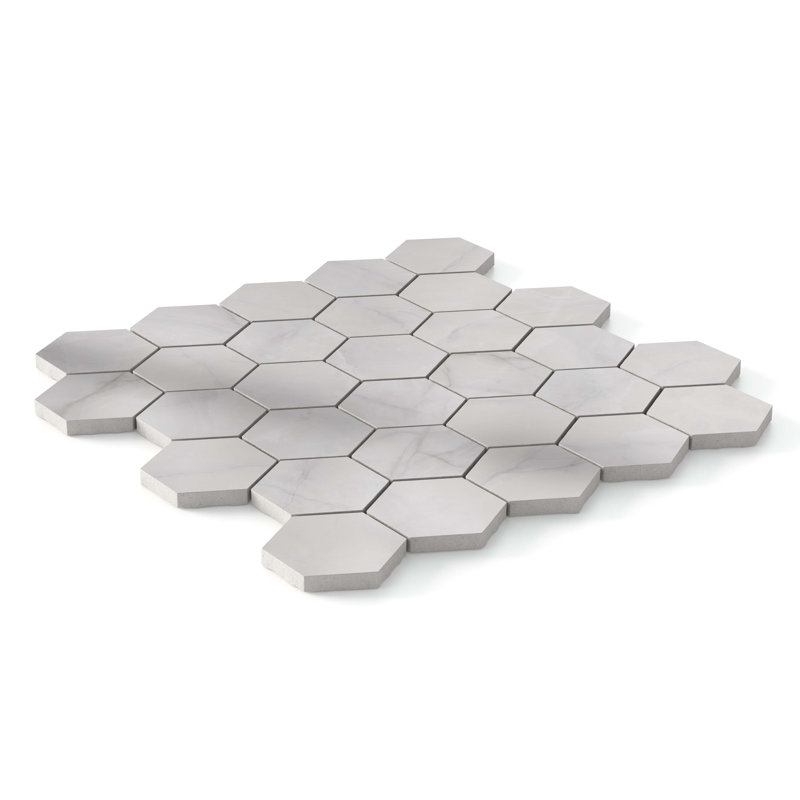 Onice Polished Hexagon Mosaic Wall & Floor Tile, White