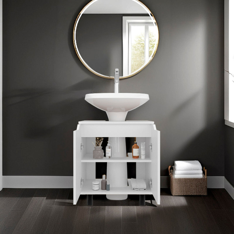 Meuble-lavabo blanc pour lavabo sur pied, Blanc