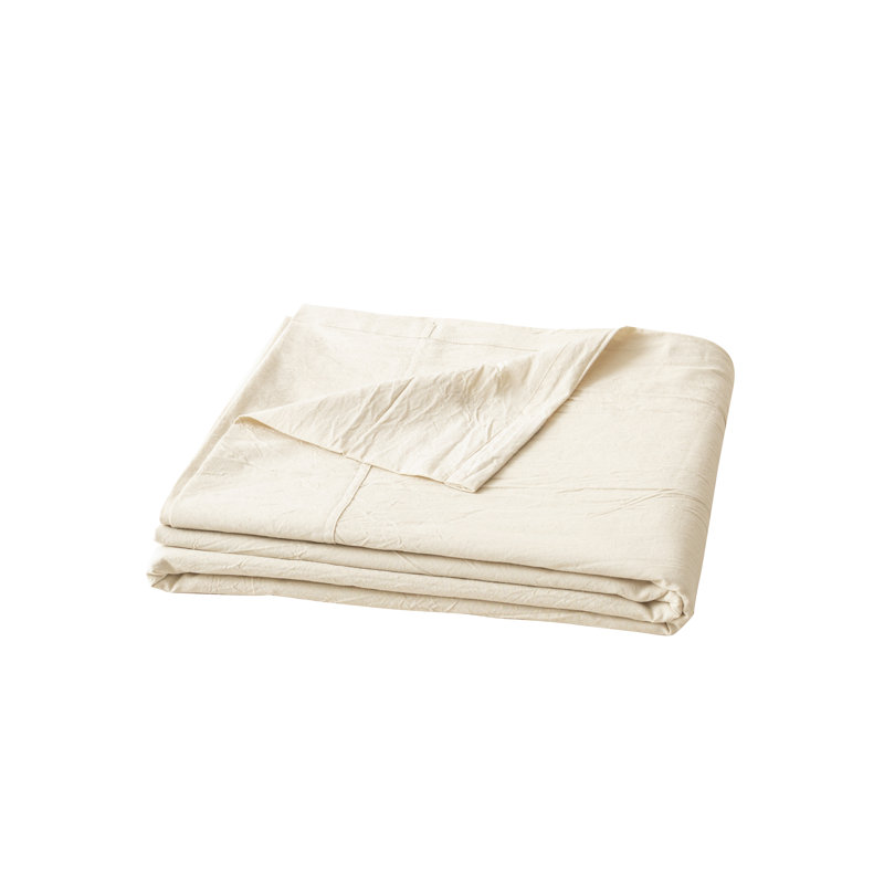Drap plat 100% coton délavé Bestouch Bestouch, Lait d'amande, gris, Drap plat très grand