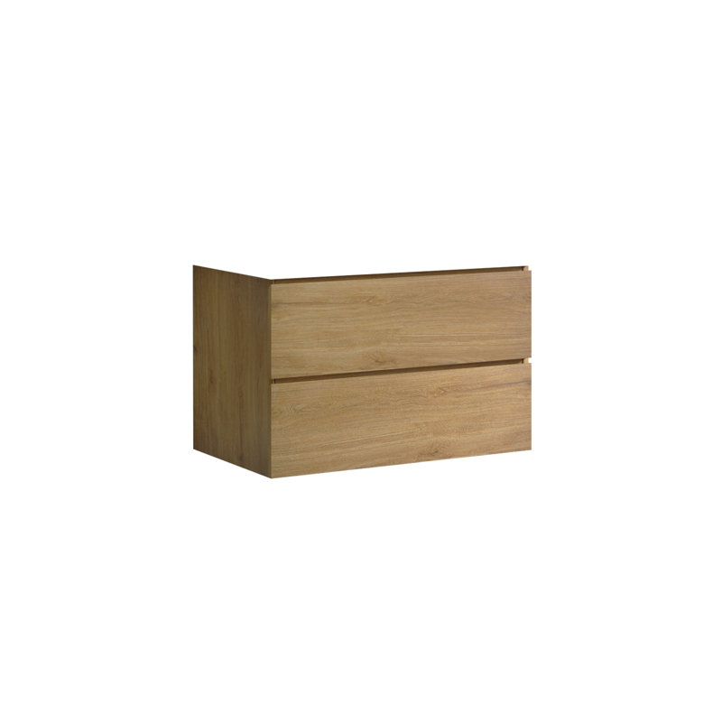 Armoire murale sans lavabo, couleur chêne naturel, avec deux tiroirs