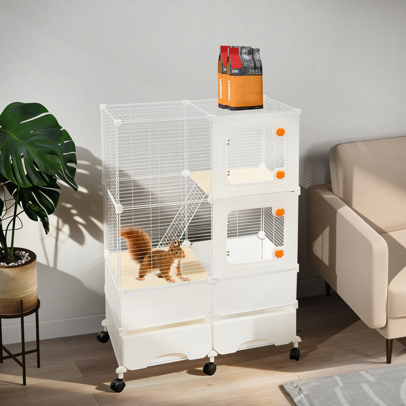 Cage pour animaux à grande capacité 3 étages, Blanc
