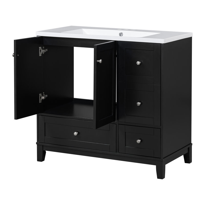 Meuble-lavabo moderne avec chargement USB, Noir